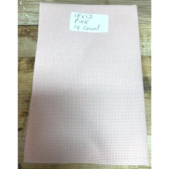 Aida Cloth 14 Count Cross Stitch Fabric 18"x12" Pink - Picture 1 of 2